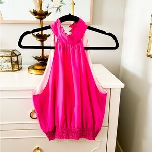 LAVENDER BROWN HOT PINK HIGH NECK TOP